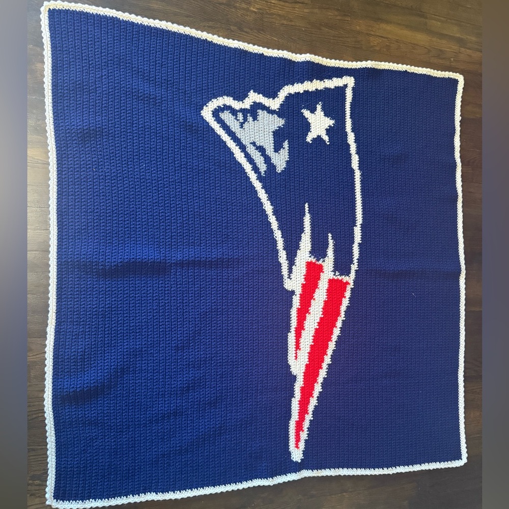 Handmade Patriots Crochet Blanket